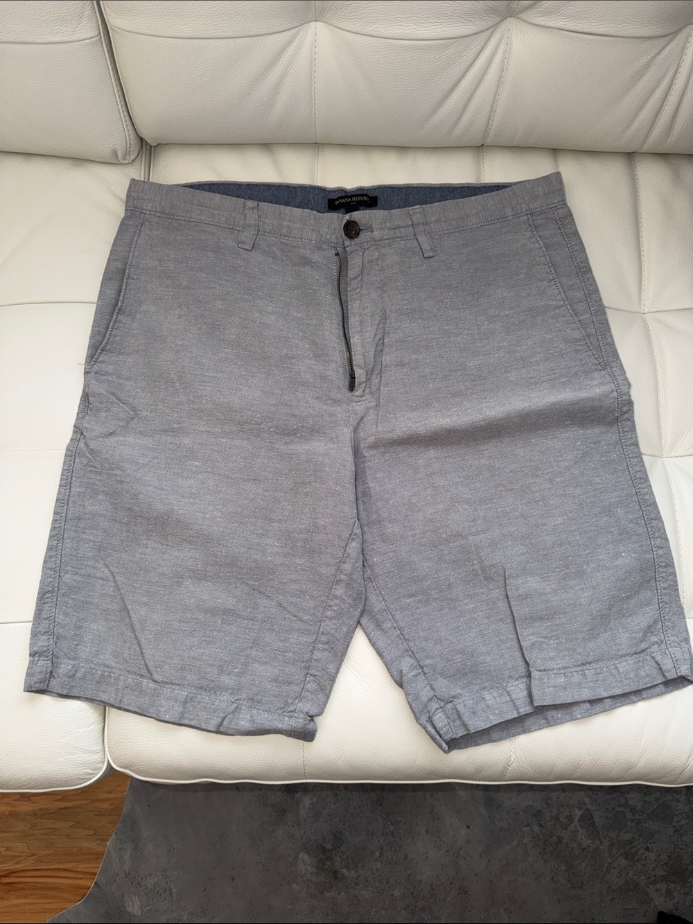 Men's Casual Linen-Blend Gray Shorts